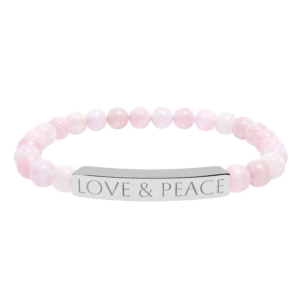 Engraved 'LOVE & PEACE' Natural Stone Stretch Bracelet