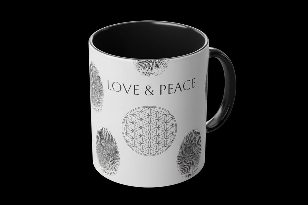 Color-Changing Mug — "Love & Peace" with Flower of Life Design