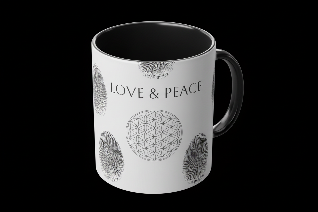Color-Changing Mug — "Love & Peace" with Flower of Life Design
