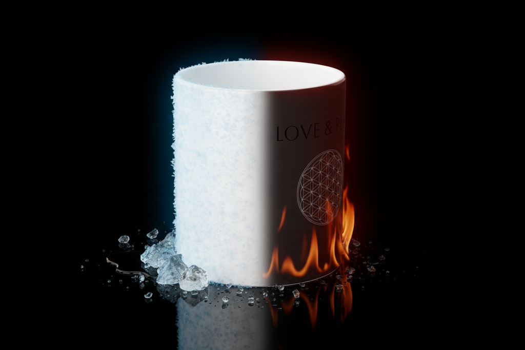 Color-Changing Mug — "Love & Peace" with Flower of Life Design